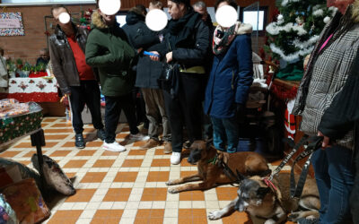 Marché de Noël des résidents du Foyer Notre Dame à Aubry du Hainaut avec James et Swann.